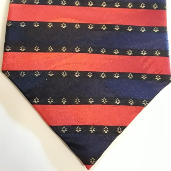 HOLIDAY'S BY BERGAMO NEW YORK - 100% SILK NECKTIE - RED - NAVY BLUE - GREEN - Picture 1 of 4